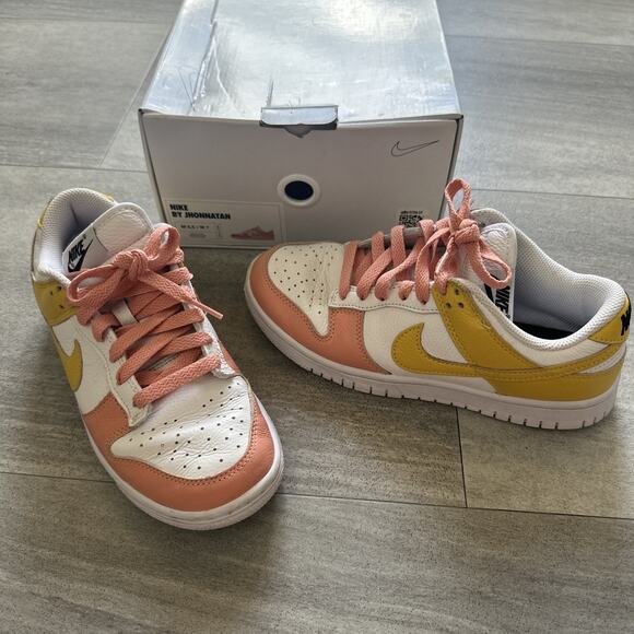 Nike By You Dunk Low Yellow White Coral | FNO569-900 Men Size 5.5 - Picture 1 of 10